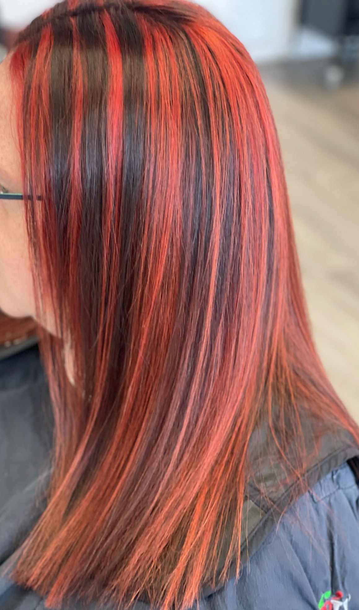 red hair chunky foils